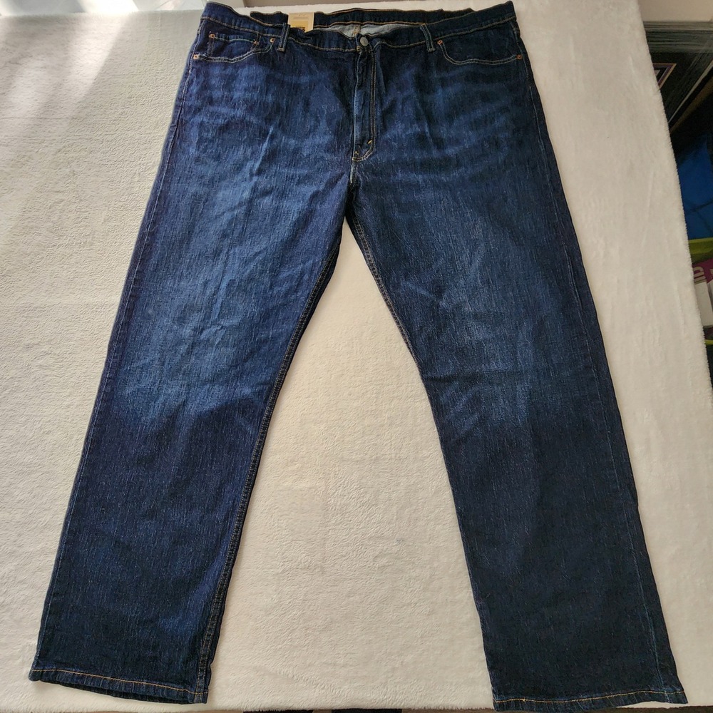 Levi's 505 Regular Fit Jeans Mens W50 L32 Blue Big & Tall Stretch Denim NEW